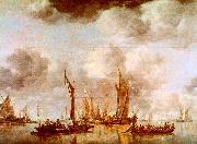 Jan van de Cappelle A Dutch Yacht and Many Small Vessels at Anchor china oil painting reproduction